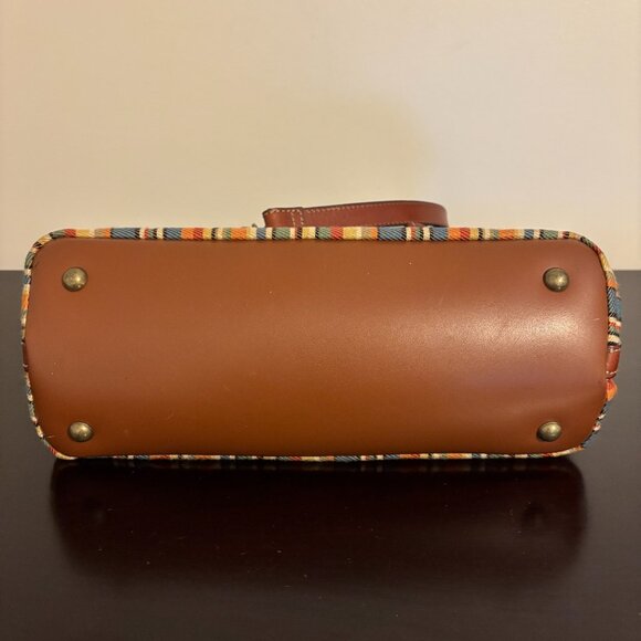 Fossil Multicolor Striped Canvas Fabric Brown Leather Crossbody - Picture 8 of 11